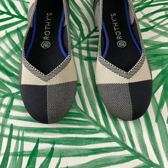 Rothy's The Cap Toe Flats Buffalo Plaid Black & White Size 9.5 - Picture 4 of 9